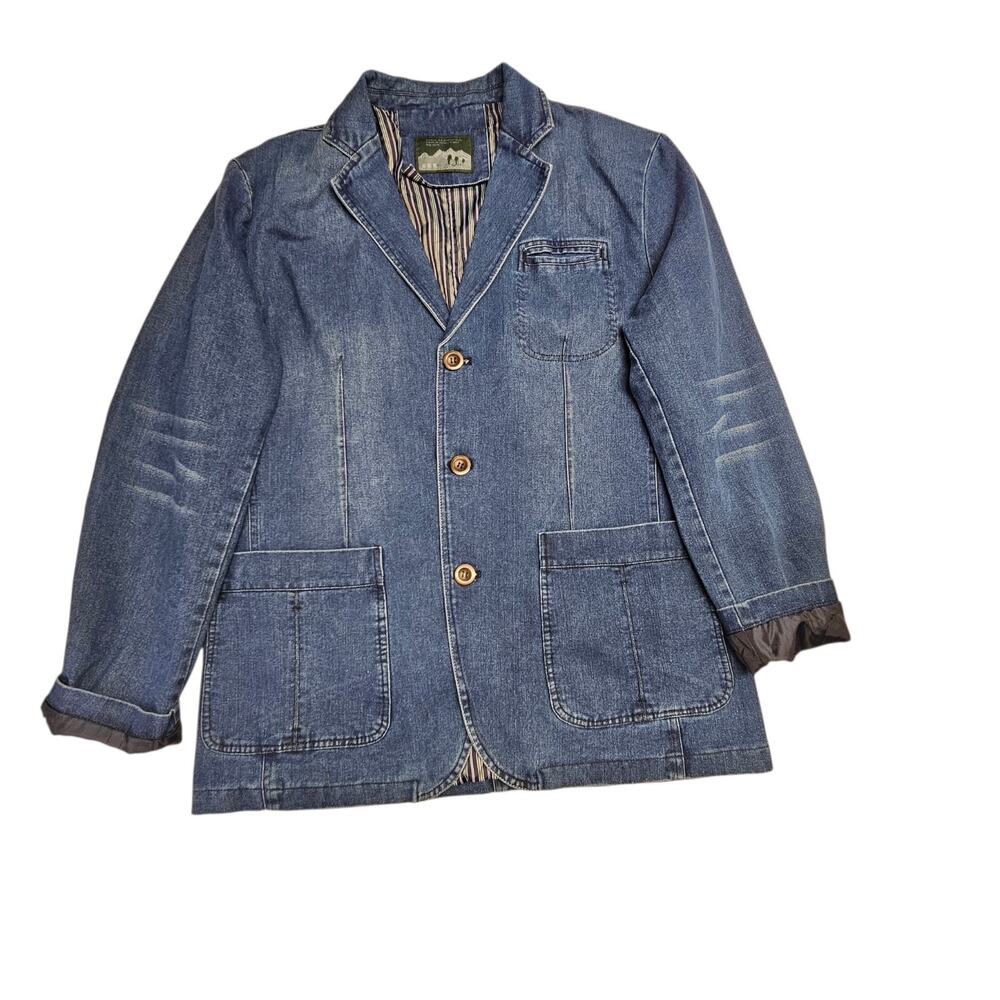 Men's Cloudstyle 3 Button Business Blazer Sportcoat Denim XL